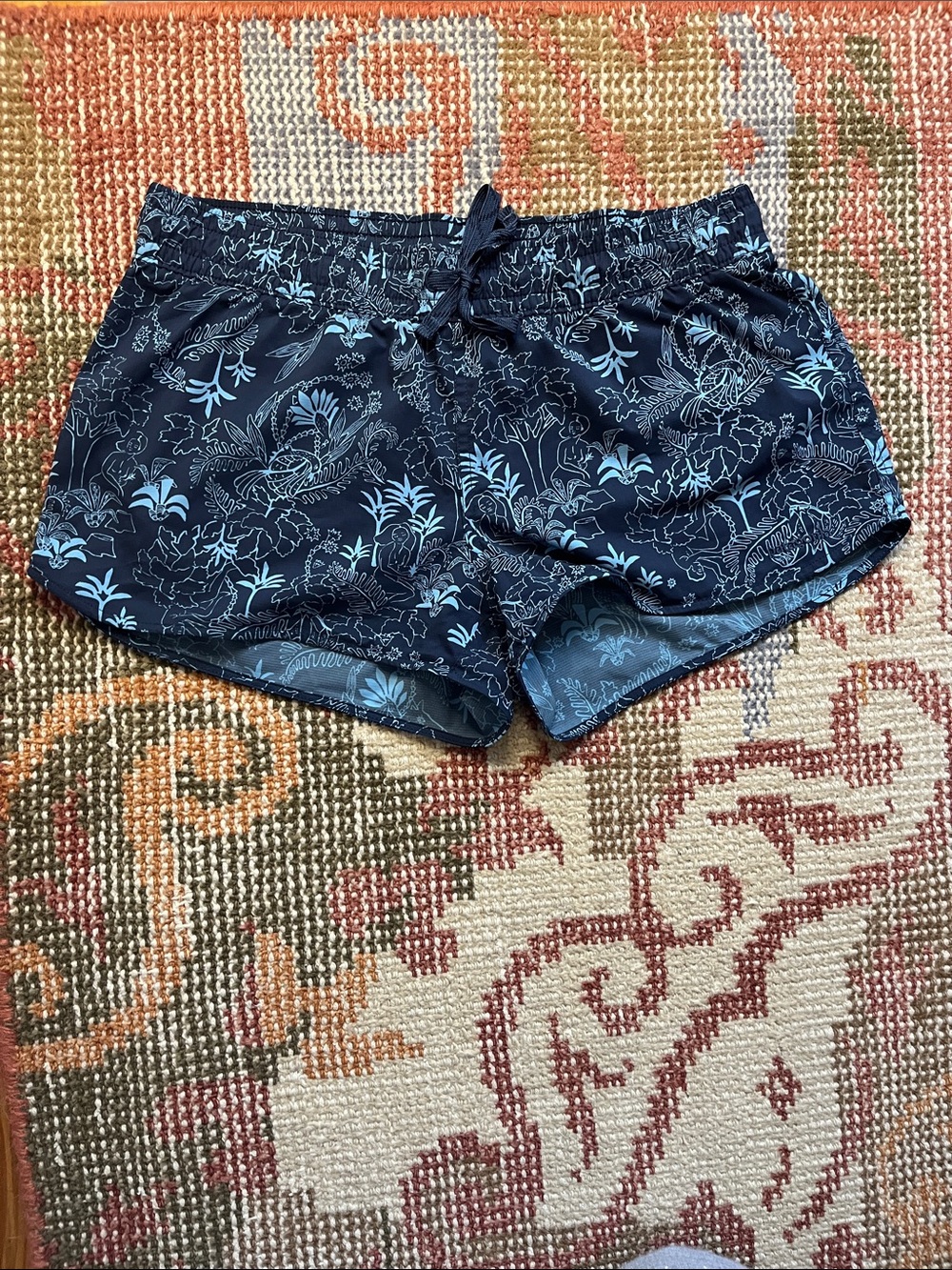 Patagonia Women’s Stretch Planing Micro Shorts Hawaiian Print Blue Size Small EU